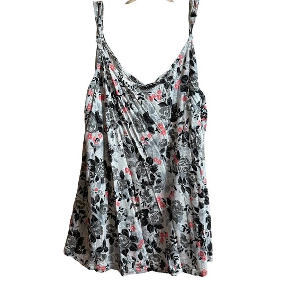 Torrid Gray and Pink Floral Sleeveless Blouse - Size 1 (Large) - Picture 1 of 5
